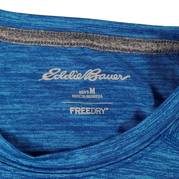 Eddie Bauer Shirt Mens Medium Performance Short Sleeve Freedry Blue Running Jog - Picture 3 of 8